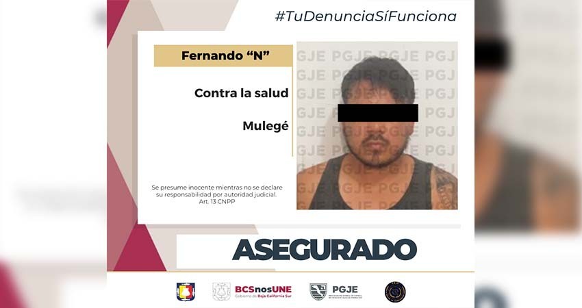 Asegura PGJE a “El Borrego” con 800 dosis de metanfetamina en Santa Rosalía