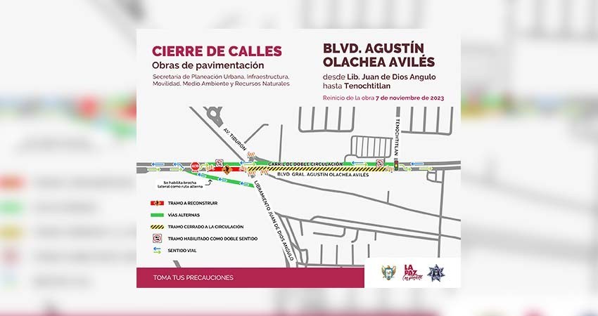Por obra de pavimentación cerrarán a la circulación un cuerpo de circulación del bulevar Olachea