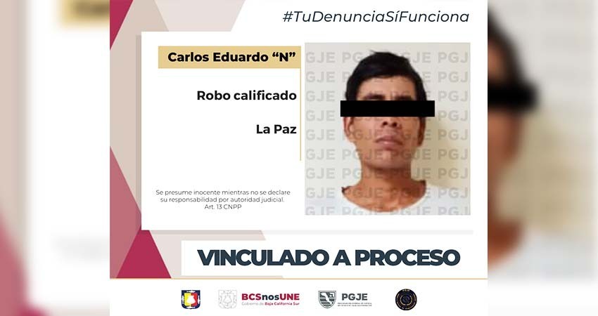 Queda Carlos “N” vinculado a proceso por robo a negocio en La Paz