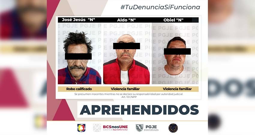 Tres personas fueron aprehendidas por agentes de investigación de la PGJE Tres personas fueron aprehendidas por agentes de investigación de la PGJE