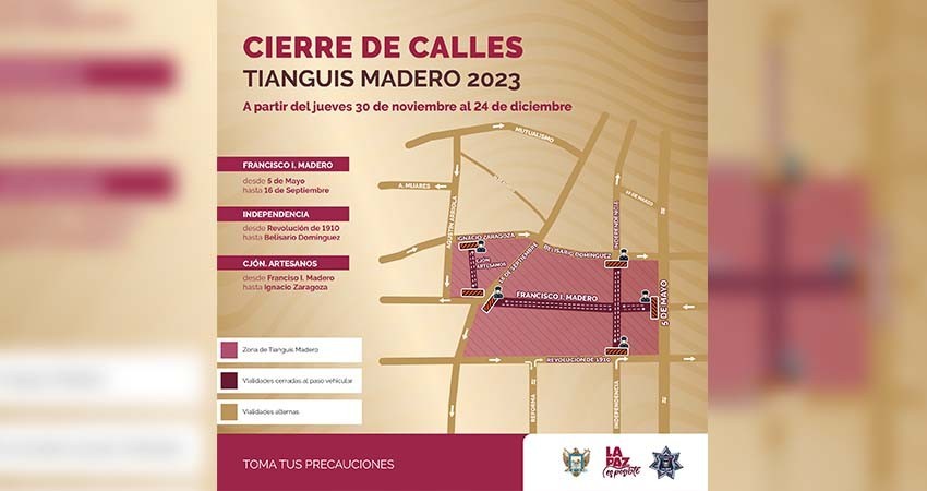 Cierran vialidades en el centro de La Paz por el tradicional Tianguis Navideño Cierran vialidades en el centro de La Paz por el tradicional Tianguis Navideño