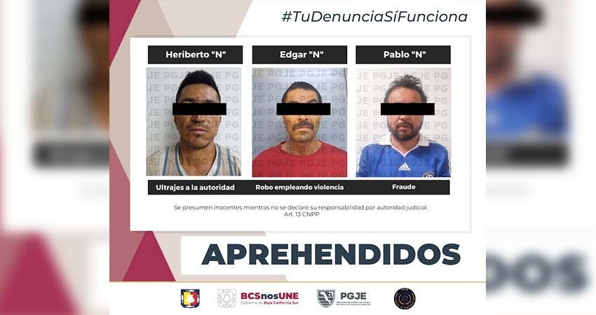 Fueron aprehendidas 3 personas por diversos delitos Fueron aprehendidas 3 personas por diversos delitos