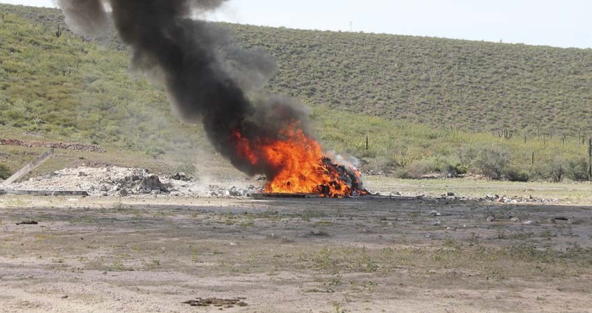 FGR realizó incineración de narcóticos en BCS FGR realizó incineración de narcóticos en BCS