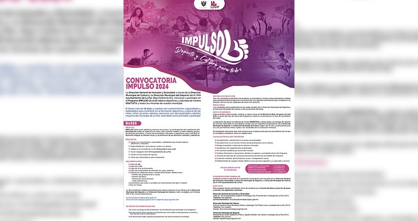 Anuncia Ayuntamiento de La Paz el reinicio del programa Impulso
