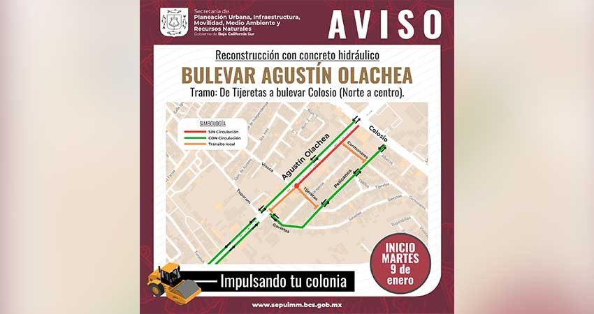 Este día retoman la obra de reconstrucción del bulevar Agustín Olachea