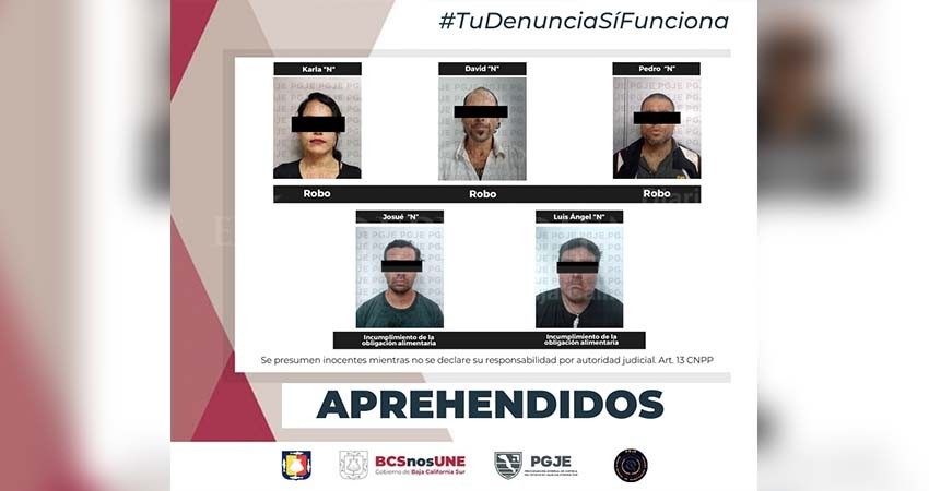 Aprehende PGJE a 5 personas por diversos delitos Aprehende PGJE a 5 personas por diversos delitos