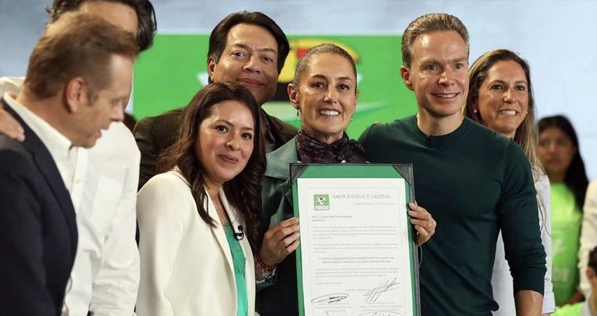 Entrega el PVEM constancia a Claudia Sheinbaum como candidata única a la presidencia