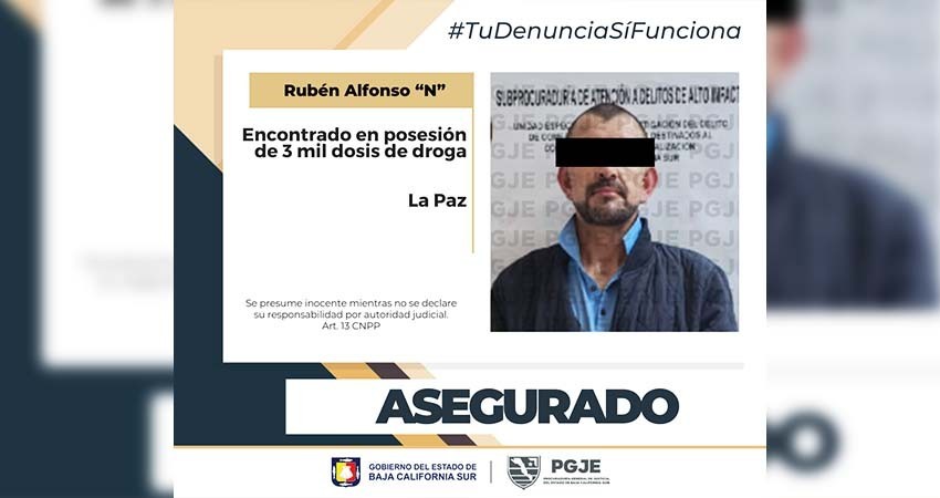 Detienen a Rubén “N” con 3 mil dosis de metanfetamina