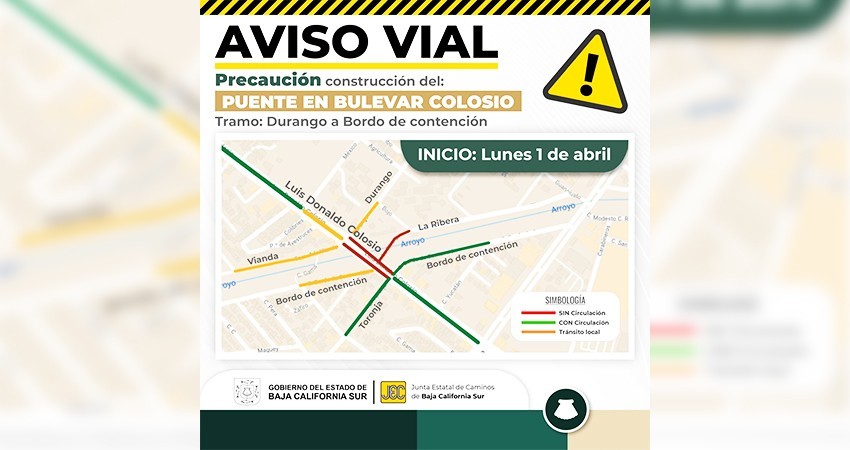 Próximamente cerrarán a la circulación parte del bulevar Colosio de La Paz