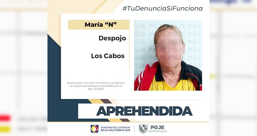 Aprehenden a María “N” por el delito de despojo