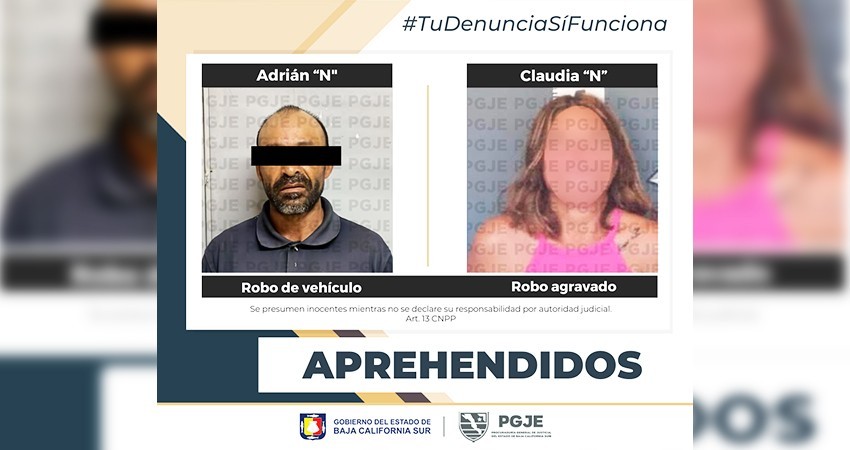 Son aprehendidas dos personas relacionadas en delitos