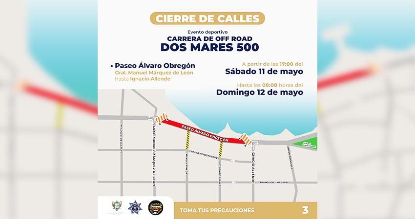 Este fin de semana habrá cierre parcial del malecón de La Paz por la carrera de Off-Road Dos Mares 500