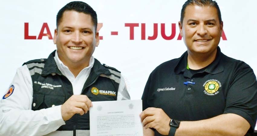 Firman Protección Civil de La Paz y de Tijuana carta de colaboración