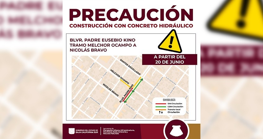 Invertirá el gobierno de BCS 3.2 MDP en la reconstrucción de un tramo de bulevar Padre Kino