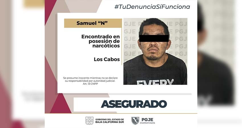 Fue asegurado Samuel “N” por el delito de posesión de 950 dosis de narcóticos Fue asegurado Samuel “N” por el delito de posesión de 950 dosis de narcóticos