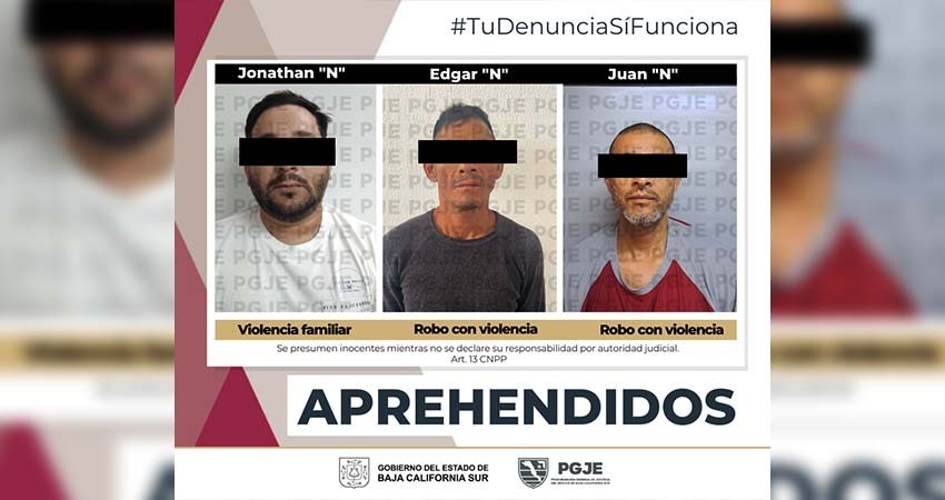 Son aprehendidas tres personas en La Paz y Los Cabos