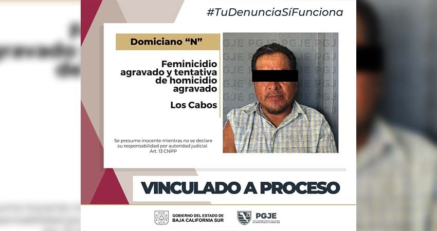 Vinculan a proceso y prisión preventiva para Domiciano “N” por feminicidio agravado y tentativa de homicidio calificado