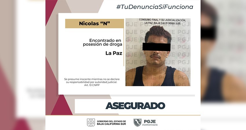 Aseguran a Nicolas “N” con 625 dosis de droga en La Paz