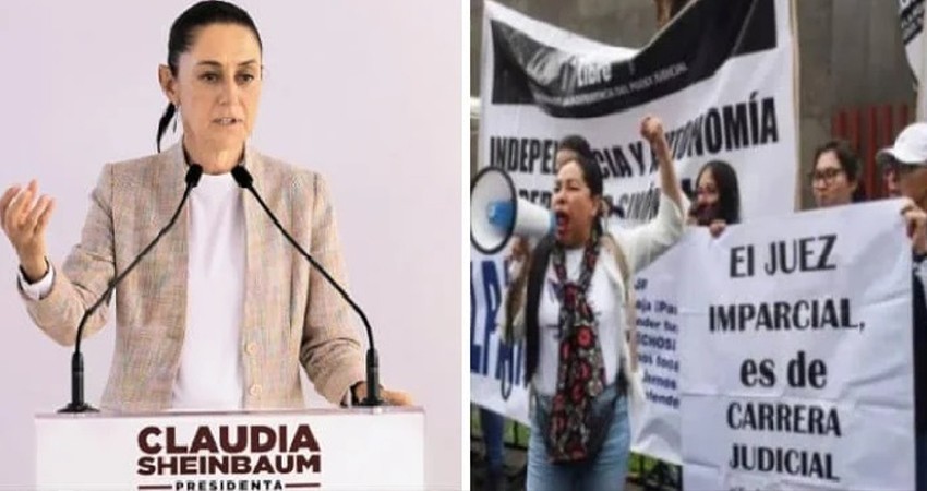 Sheinbaum “respeta” huelga de jueces pero critica que cobren su sueldo