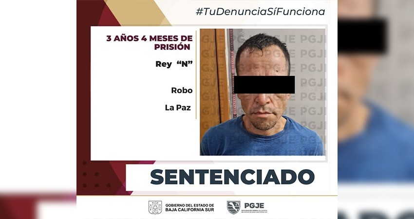 Por robo en La Paz Rey “N” pasará más de 3 años en prisión Por robo en La Paz Rey “N” pasará más de 3 años en prisión