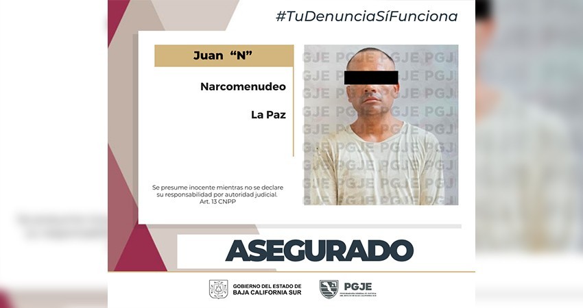 Detiene PGJE a un hombre con metanfetamina en La Paz