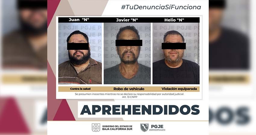 Fueron aprehendidos los imputados por delito contra la salud, violación equiparada y robo de vehículo Fueron aprehendidos los imputados por delito contra la salud, violación equiparada y robo de vehículo