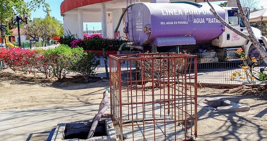 El cuidado del agua en La Paz se fomenta a través de la pipa púrpura El cuidado del agua en La Paz se fomenta a través de la pipa púrpura