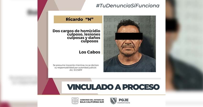 Vinculan a proceso a Ricardo "N" por homicidio culposo, lesiones y daños culposos tras accidente de tránsito en CSL