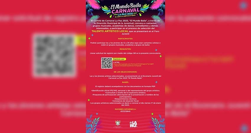 Invitan a participar en la convocatoria del Escenario Juvenil del Carnaval La Paz 2025