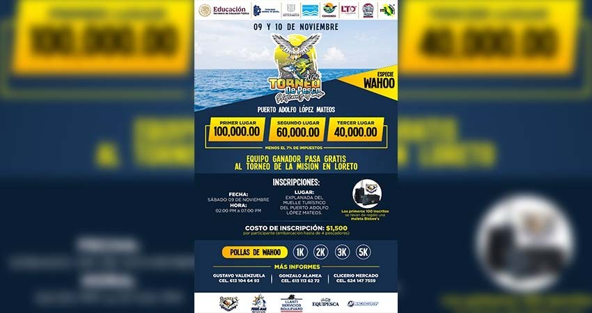9 y 10 de noviembre se llevará a cabo el torneo de pesca “Halcones al mar 2024” 9 y 10 de noviembre se llevará a cabo el torneo de pesca “Halcones al mar 2024”