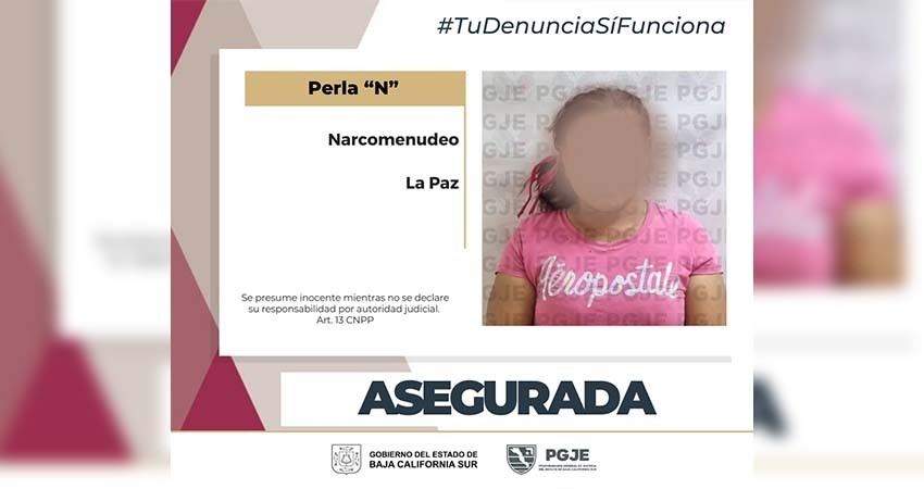 Detienen a Perla “N” con más de 3 mil dosis de metanfetamina en La Paz