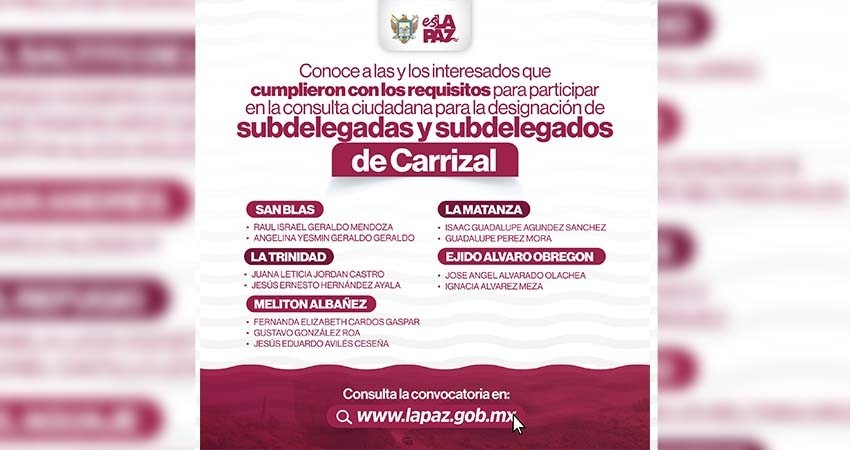 Más de 70 ciudadanos se registraron para obtener los cargos de Subdelegados Municipales