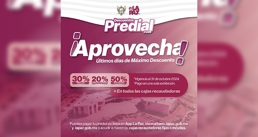 Últimos días del 30% de descuento en el pago del predial 2025