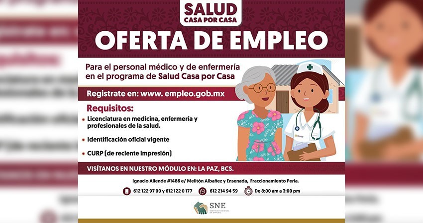 Ya se está contratando al personal médico y de enfermería para el programa “Salud casa por casa” Ya se está contratando al personal médico y de enfermería para el programa “Salud casa por casa”