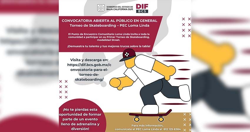 Invita SEDIF al primer torneo de Skateboarding modalidad Street