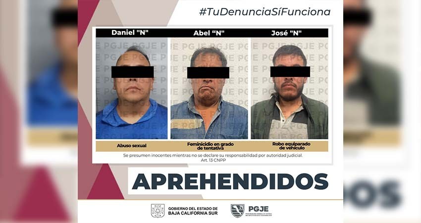 Aprehende PGJE a tres hombres por diversos delitos