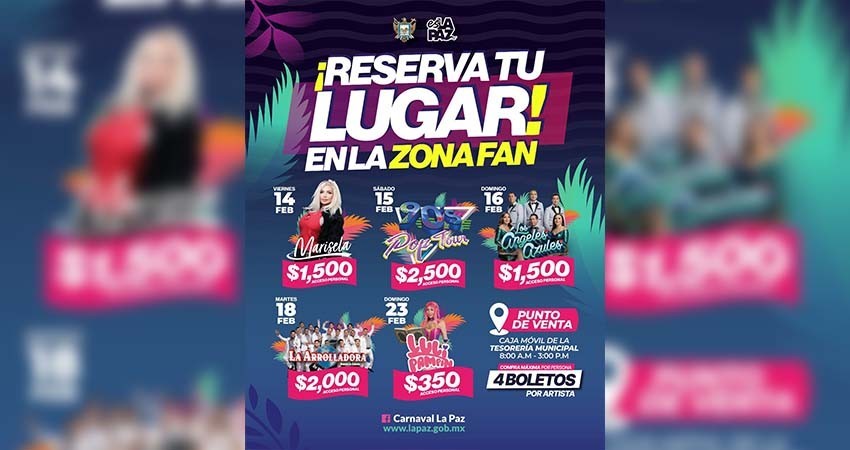Este viernes inicia la venta de boletos para la Zona Fan del Carnaval La Paz 2025 Este viernes inicia la venta de boletos para la Zona Fan del Carnaval La Paz 2025