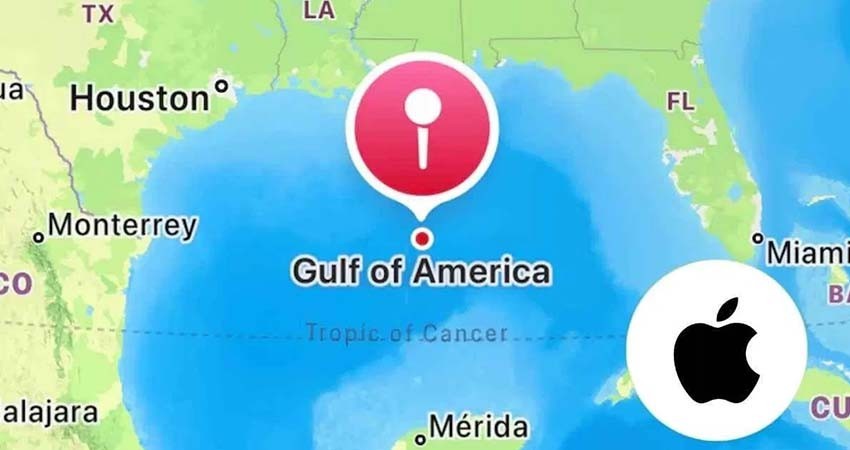 Apple también renombra al Golfo de México como “Golfo de América”