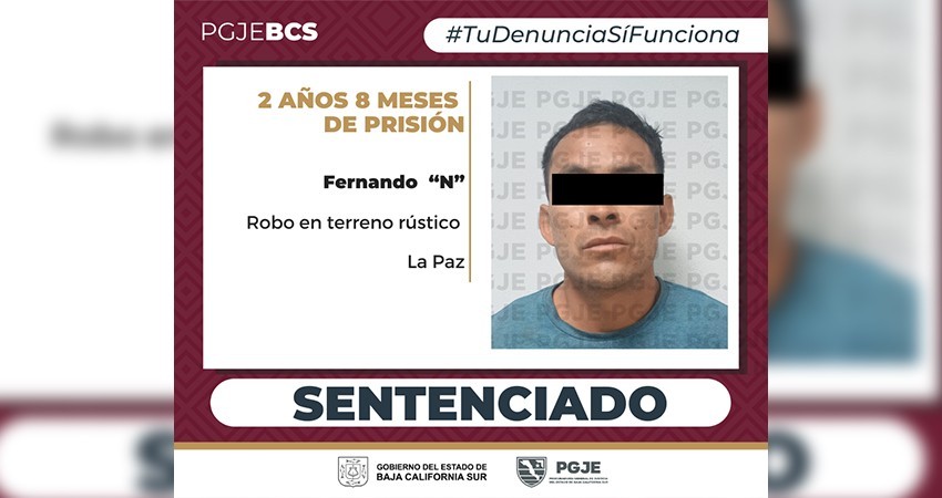 Por robo en terreno rústico Fernando “N” es sentenciado a más de 2 años de prisión Por robo en terreno rústico Fernando “N” es sentenciado a más de 2 años de prisión