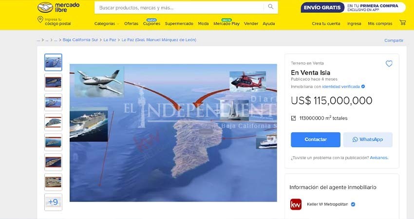 Indigna intento de venta de isla Cerralvo en Mercado Libre; gobernador desconoce si es posible la venta