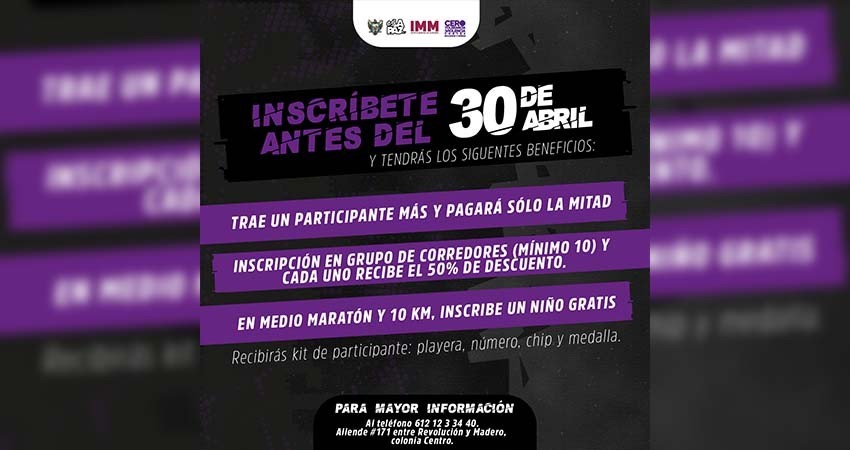 Ofrecen descuentos en la inscripción anticipada al Medio Maratón Costero