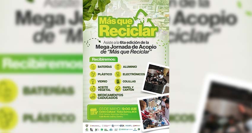 Convocan a la jornada “Más que reciclar” en Todos Santos