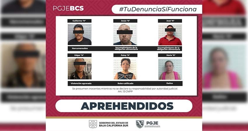 Aprehende PGJE a 6 personas por diversos delitos Aprehende PGJE a 6 personas por diversos delitos