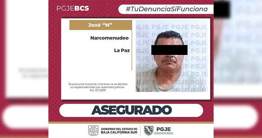 Aseguran 1 mil 750 dosis de droga y a un hombre en La Paz Aseguran 1 mil 750 dosis de droga y a un hombre en La Paz