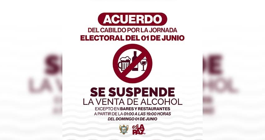 Por elección, se suspende la venta de bebidas alcohólicas este domingo en La Paz