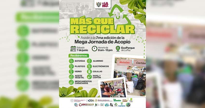 Eco Parque de La Paz será sede de la séptima Mega Jornada de Acopio “Más que Reciclar”
