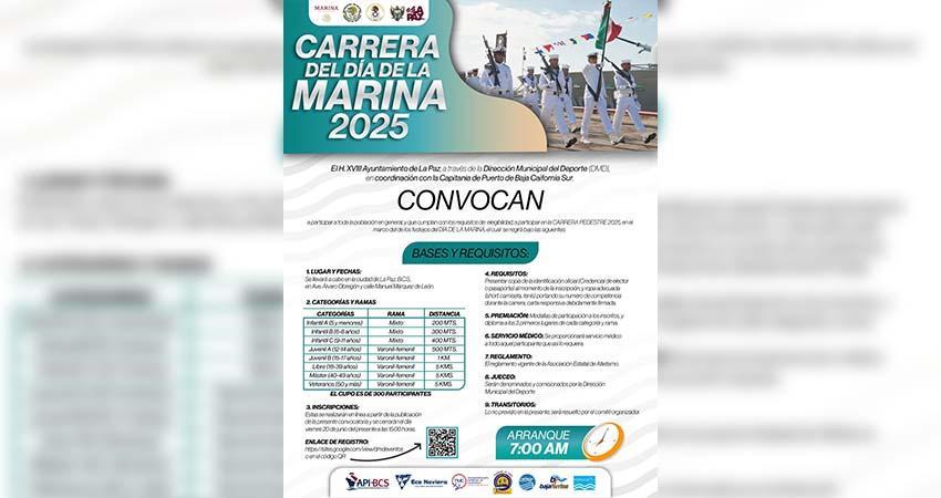 Invita Dirección Municipal del Deporte a la carrera por el Día de la Marina Nacional