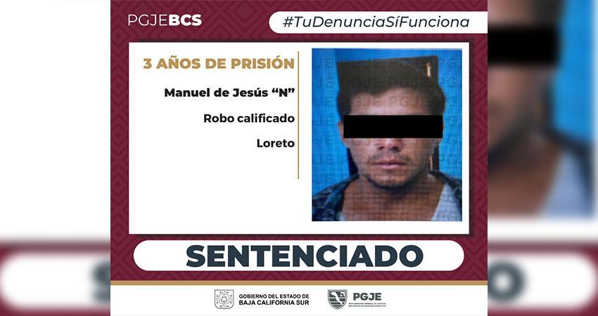 Obtiene PGJE sentencia de más de 3 años de prisión para imputado por robo