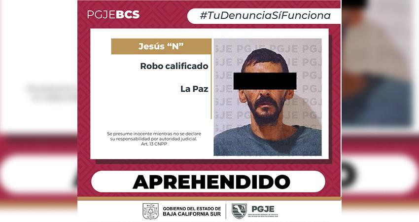 Aprehende PGJE a imputado por robo a vivienda Aprehende PGJE a imputado por robo a vivienda