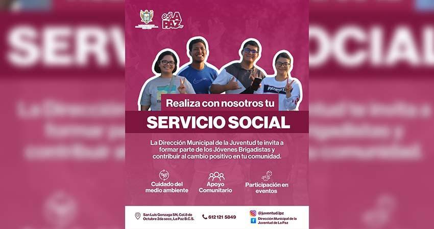 Invita Dirección Municipal de la Juventud a liberar su servicio social en el Ayuntamiento de La Paz Invita Dirección Municipal de la Juventud a liberar su servicio social en el Ayuntamiento de La Paz